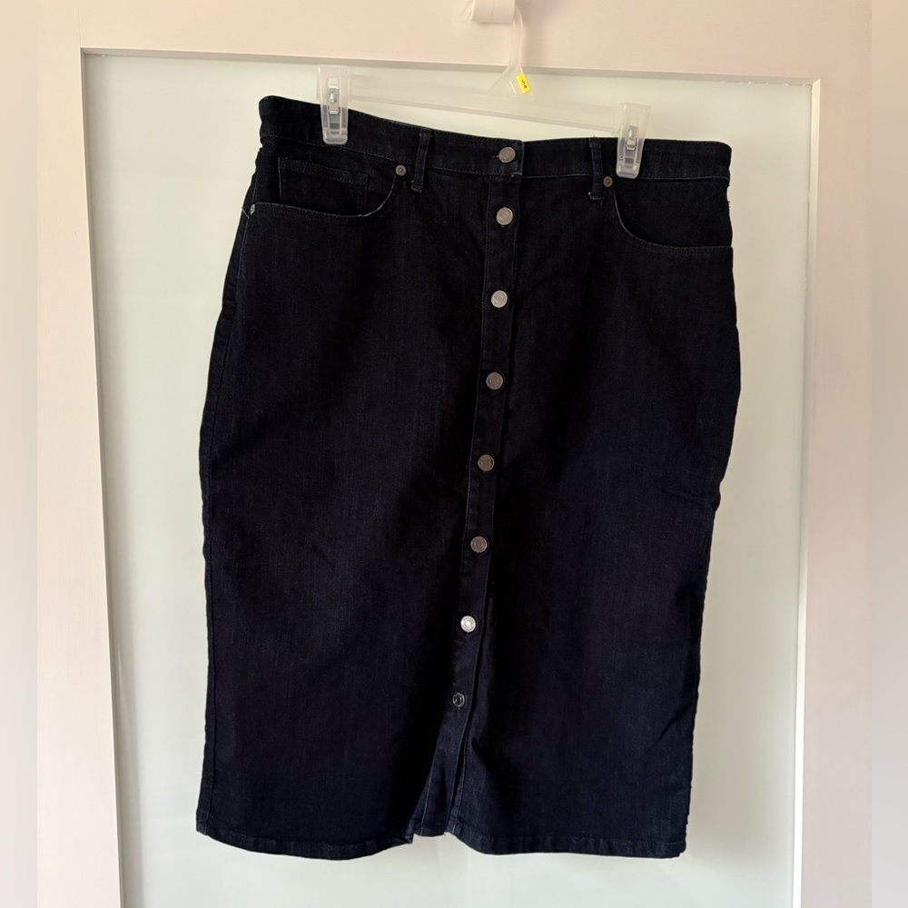 Banana Republic Dark Blue Wash Denim Button Front Pencil Skirt